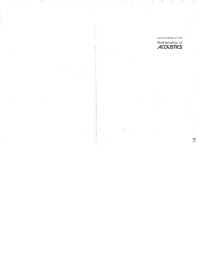 Lecture Notes On The Mathematics Of Acoustics M C M Wright