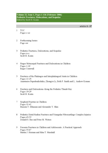 Pediatric Fractures Dislocations And Sequelae Scott H Kozin