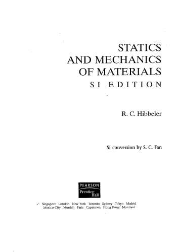 Statics And Mechanics Of Materials 2nd Ed R C Hibbeler
