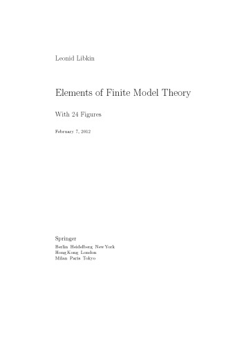 Elements Of Finite Model Theory Leonid Libkin