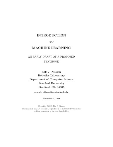 The Mathematical Foundations Of Learning Machines Web Draft Nils J Nilsson