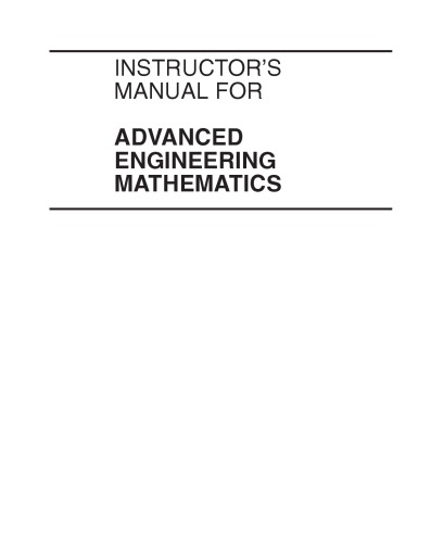 Solutions Manual For Advanced Engineering Mathematics 9ed Kreyszig E