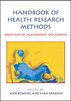 Handbook Of Health Research Methods Investigation Measurement And Analysis Ann Bowling Shah Ebrahim