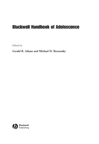 Blackwell Handbook Of Adolescence Gerald Adams