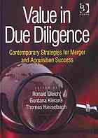 Value In Due Diligence Contemporary Strategies For Merger And Acquisition Success Ronald Gleich Gordana Kierans Thomas Hasselbach