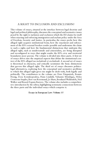 A Right To Inclusion And Exclusion Normative Fault Lines Of The Eus Area Of Freedom Security And Justice Hans Lindahl