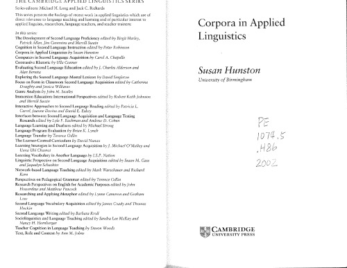 Corpora In Applied Linguistics Hunston Susan