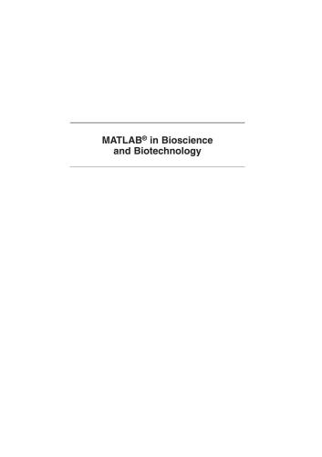 Matlab In Bioscience And Biotechnology Leonid Burstein