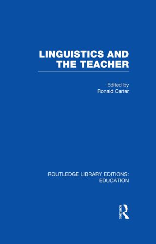 Linguistics And The Teacher Ronald Carter