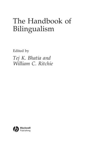 The Handbook Of Bilingualism Tej K Bhatia Et Al