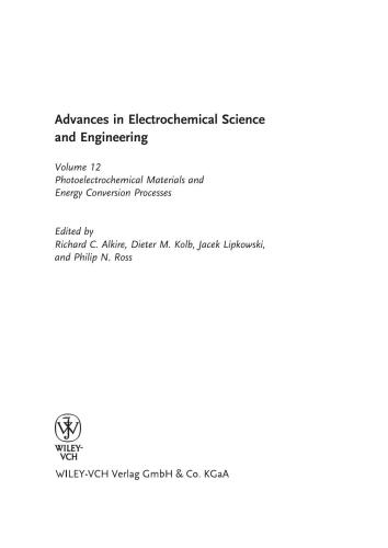 Photoelectrochemical Materials And Energy Conversion Processes R C Alkire Et Al
