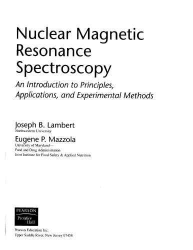 Nmr Spectroscopy Joseph B Lambert And Eugene P Mazzola
