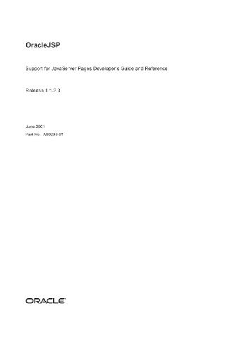 Oraclejsp Support For Javaserver Pages Developers Guide And Reference Part No A9020801 Release 1 1 2 3 2001 Wright B