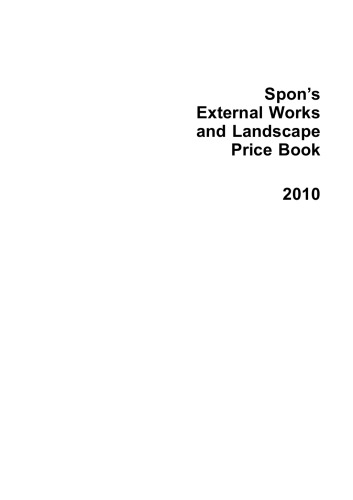 Spons External Works And Landscape Price Book 2010 Davis Langdon Llp