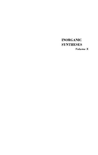 Inorganic Syntheses Volume 10 Earl L Muetterties Ed