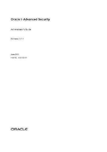 Oracle Advanced Security Administrators Guide Part No A9015001 Release 9 0 1 2001 Cowan M