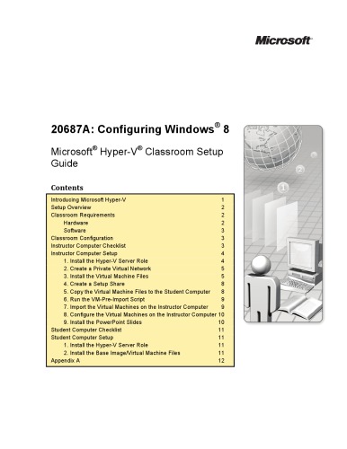 20687a Configuring Windows 8 Microsoft Hyperv Classroom Setup Guide