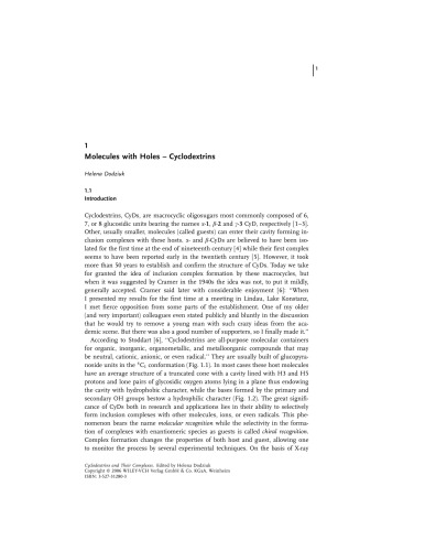 Cyclodextrins And Their Complexes Chemistry Analytical Methods Applications Helena Dodziuk