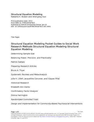 Structural Equation Modeling Natasha K Bowen And Shenyang Guo