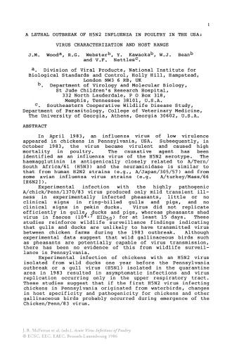 Acute Virus Infections Of Poultry A Seminar In The Cec Agricultural Research Programme Held In Brussels June 1314 1985 J B Mcferran M S Mcnulty Commission Of The European Communities Coordination Of Agricultural Research