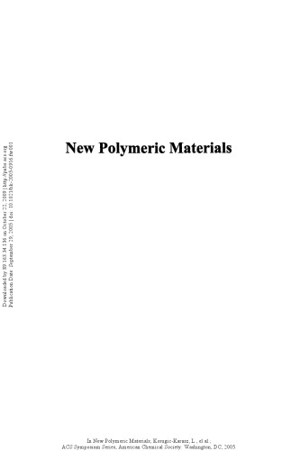 New Polymeric Materials Ljiljana S Korugickarasz William J Macknight