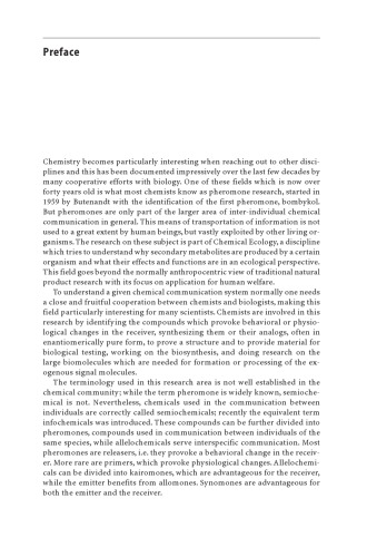 The Chemistry Of Pheromones And Other Semiochemicals I Schulz S