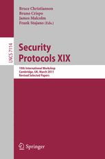 Security Protocols Xix 19th International Workshop Cambridge Uk March 2830 2011 Revised Selected Papers 1st Edition Bruce Christianson Auth