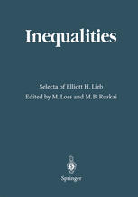 Inequalities Selecta Of Elliott H Lieb 1st Edition Michael Loss
