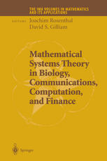 Mathematical Systems Theory In Biology Communications Computation And Finance 1st Edition Mark S Alber