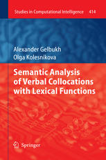 Semantic Analysis Of Verbal Collocations With Lexical Functions 1st Edition Alexander Gelbukh