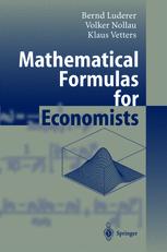 Mathematical Formulas For Economists Professor Dr Bernd Luderer