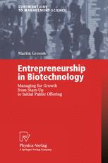 Entrepreneurship In Biotechnology Managing For Growth From Startup To Initial Public Offering 1st Edition Dr Martin Grossmann Auth