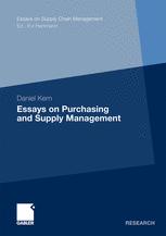 Essays On Purchasing And Supply Management 1st Edition Daniel Kern Auth