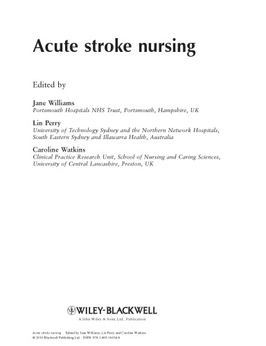 Acute Stroke Nursing Jane Williams Lin Perry Caroline Watkins