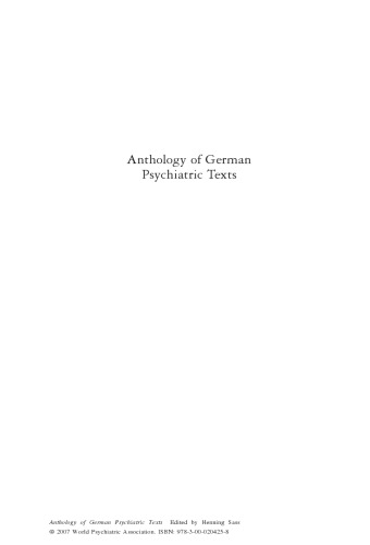Anthology Of German Psychiatric Texts
