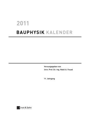 Bauphysik Kalender 2011 Nabil A Fouad