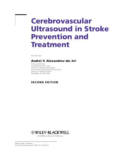 Cerebrovascular Ultrasound In Stroke Prevention And Treatment Second Edition Andrei V Alexandrov