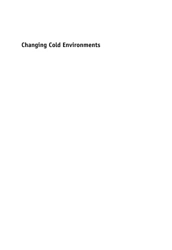 Changing Cold Environments A Canadian Perspective Hugh M French