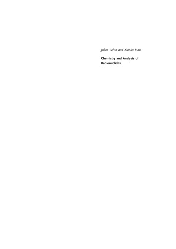 Chemistry And Analysis Of Radionuclides Laboratory Techniques And Methodology Prof Jukka Lehto