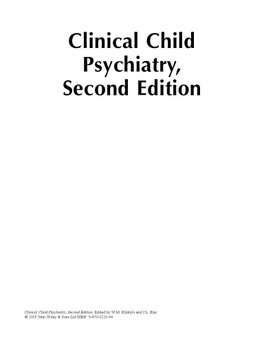 Clinical Child Psychiatry Second Edition William M Klykylo