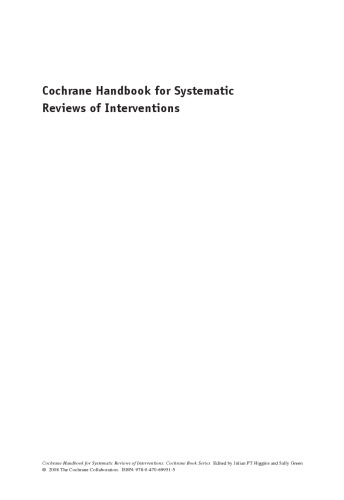 Cochrane Handbook For Systematic Reviews Of Interventions Cochrane Book Series Julian P T Higgins