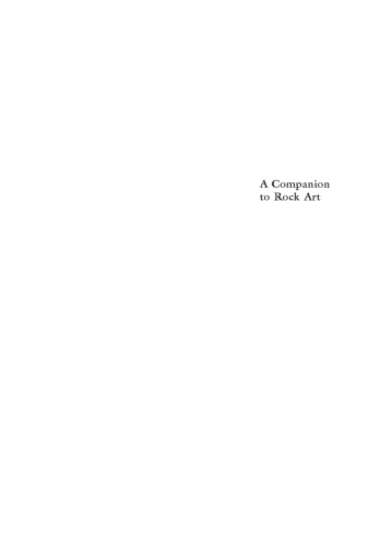 A Companion To Rock Art Jo Mcdonald Peter Veth