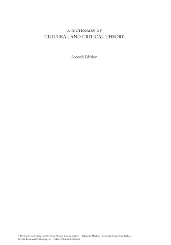 A Dictionary Of Cultural And Critical Theory Second Edition Michael Payne
