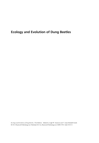 Ecology And Evolution Of Dung Beetles Leigh W Simmons T James Ridsdillsmith