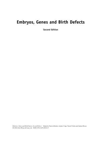 Embryos Genes And Birth Defects Second Edition Patrizia Ferretti