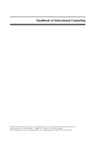 Handbook Of Motivational Counseling Goalbased Approaches To Assessment And Intervention With Addiction And Other Problems W Miles Cox