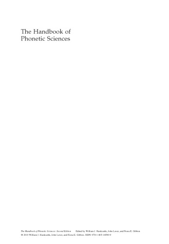 The Handbook Of Phonetic Sciences Second Edition William J Hardcastle