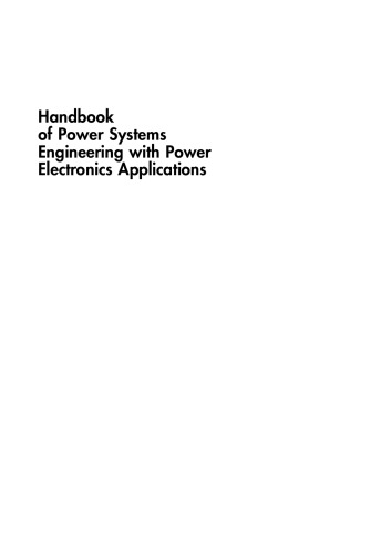 Handbook Of Power Systems Engineering With Power Electronics Applications Second Edition Yoshihide Haseauth
