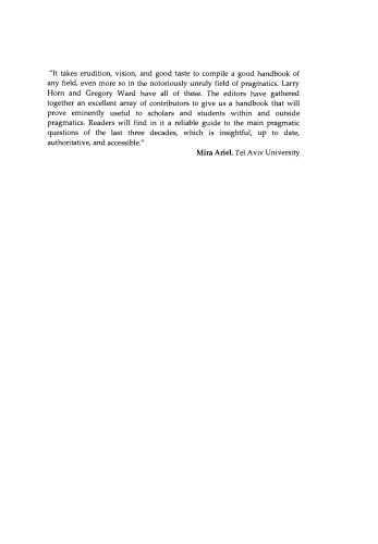The Handbook Of Pragmatics Laurence Horn Gergory Ward