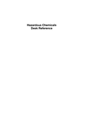 Hazardous Chemicals Desk Reference Sixth Edition Richard J Lewisauth